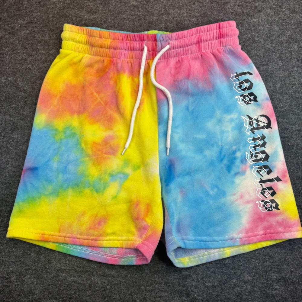 Justify Los Angeles Tie Dye Shorts Women Medium Multi Color Fleece Sweat